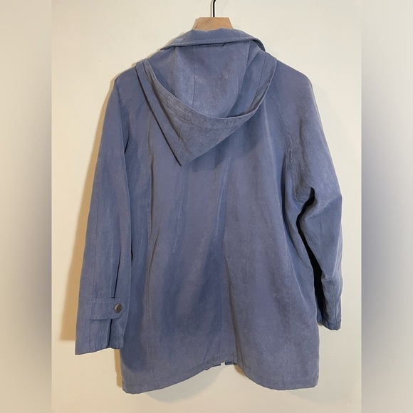 London Fog Women's Blue Zip Jacket Size Small Detachable Hood Water Repellent - Picture 8 of 15